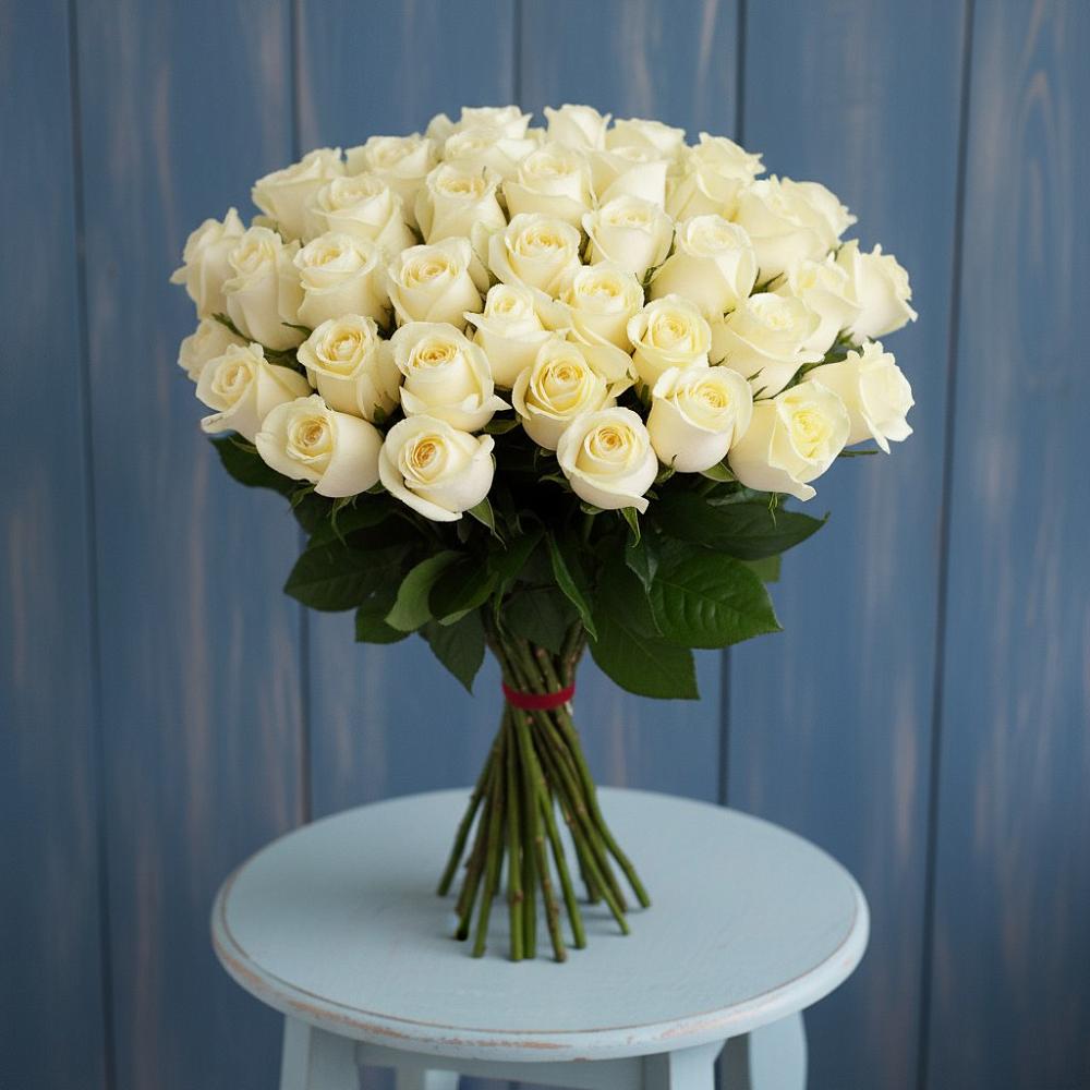 Букет 51 Белая роза Эдлесс Лав в Горки-2
