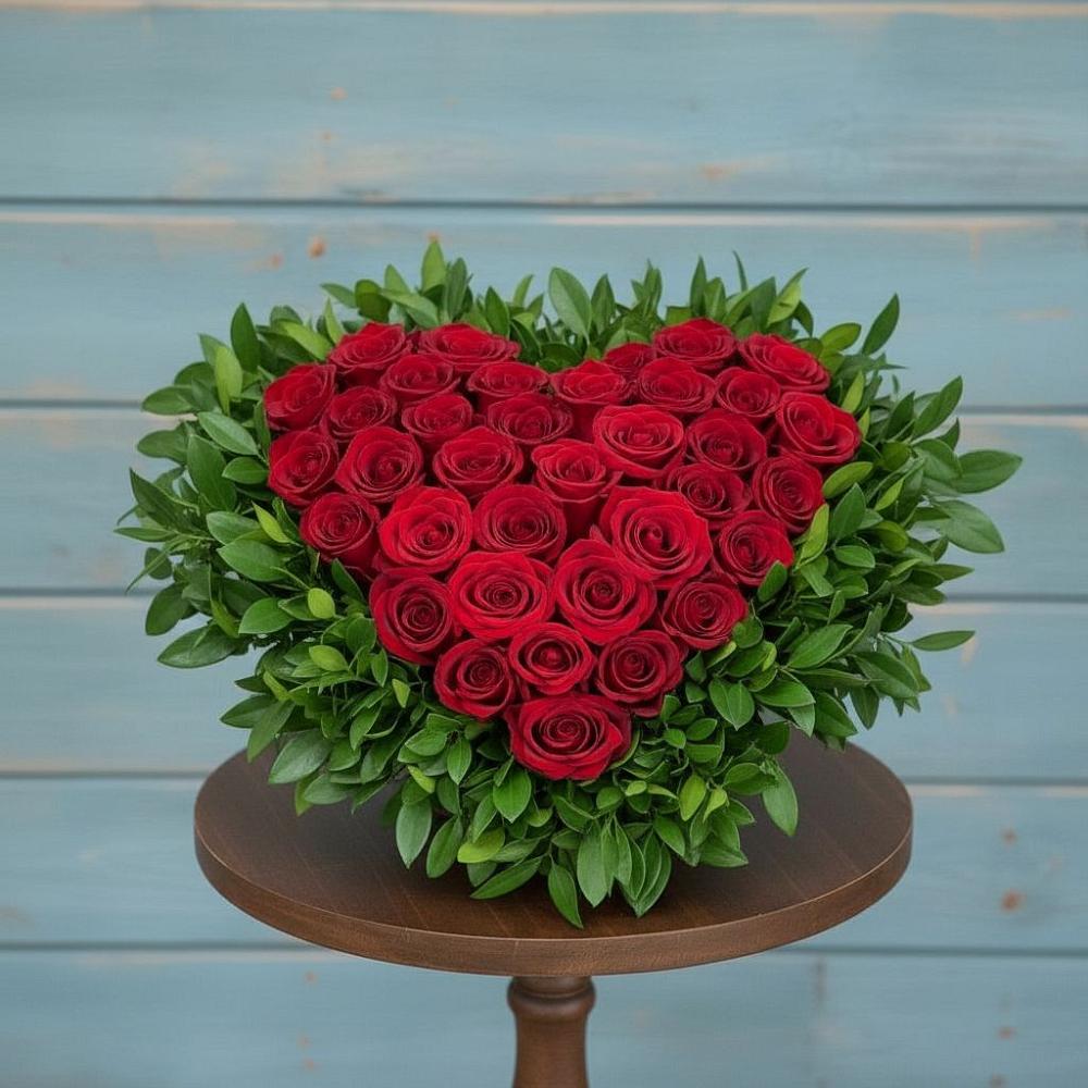 Цветочная композиция из Розы в виде сердца в Горки-2