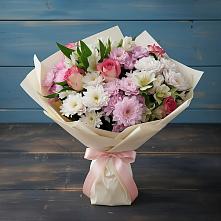 Букет цветов из:  Хризантемы, Альстромерии и Розы в Горки-2