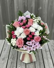 Букет цветов из:  Альстромерии, Гвоздики, Розы и Хризантемы #REPLACE_PRED# Горки-2