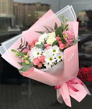 Букет цветов из:  Розы, Лизиантусы и Хризантемы в Горки-2