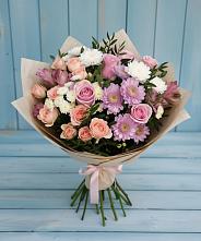 Букет цветов из:  Хризантемы, Розы и Альстромерии в Горки-2