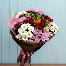 Букет цветов из:  Розы, Хризантемы и Альстромерии #REPLACE_PRED# Горки-2